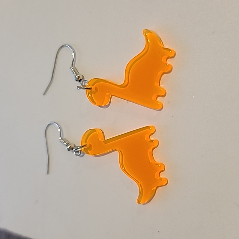 Cute orange dinosaur earrings